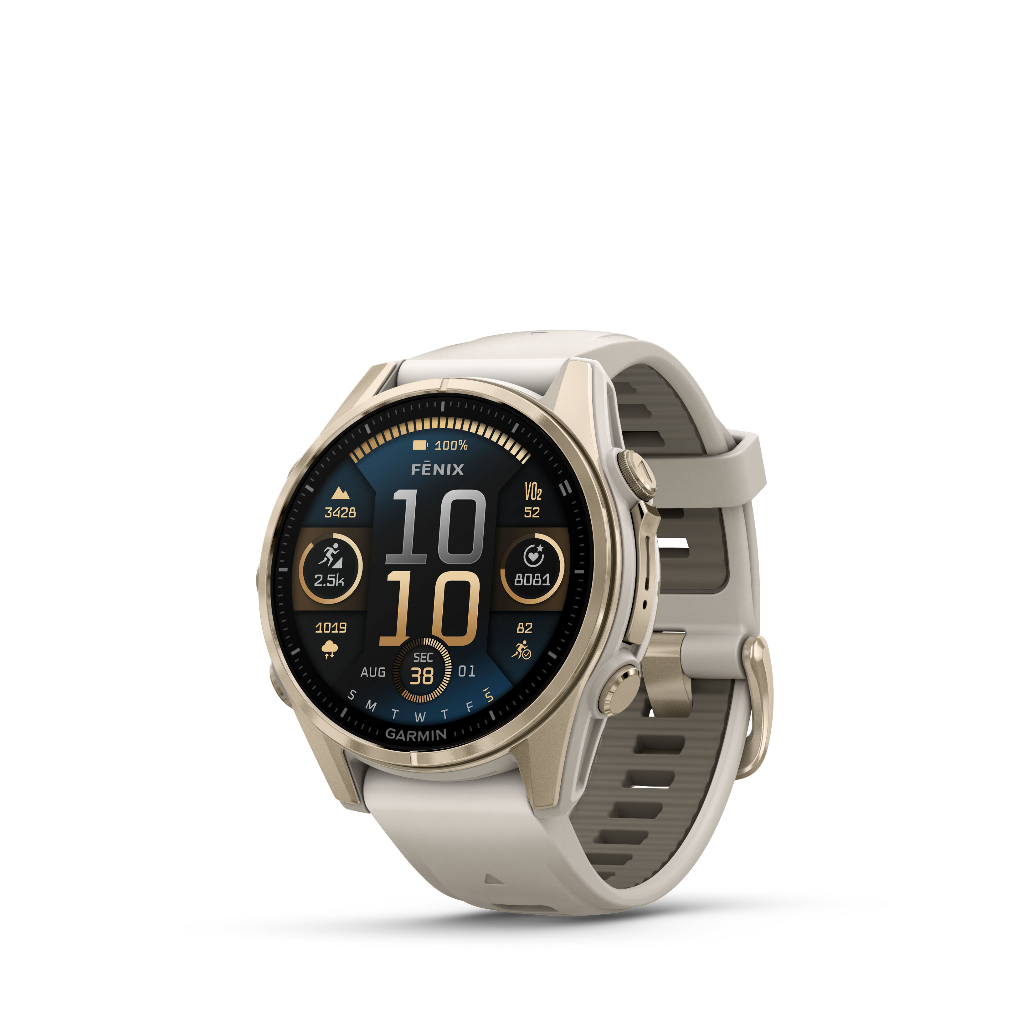 fenix 8 43mm, AMOLED, Sapphire, Nebelgrau/Softgold